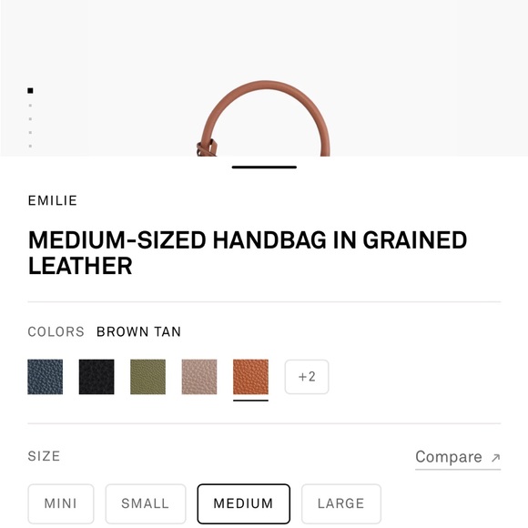 Le Tanneur Tan Grained Leather Handbag Medium - Picture 9 of 10